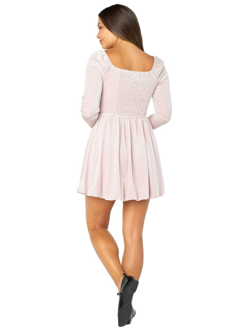 Celebrity Pink Women's Long Sleeve Velvet Bubble Hem Mini Dress, Sizes  XS-XXXL - Walmart.com