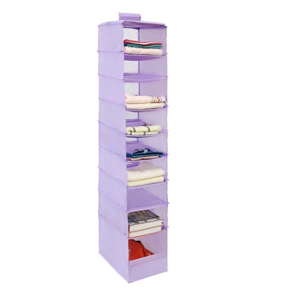 Organizador para colgar en el armario, 9 capas, para guardarropa, ropa, zapatos, bolsa de almacenamiento, bolsa de tela Oxford, en capas, morado Guardurnaity HA003306-01