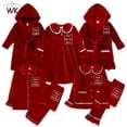 thumbnail image 2 of Conjunto de pijamas navideños de terciopelo para niños, pijamas familiares a juego para vacaciones, añade tu nombre, padre, madre y yo, ropa de dormir personalizada, 2 of 4