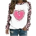 thumbnail image 2 of Jacenvly Pullover Sweaters for Women Clearance Crewneck Sweatshirt Leisure Long Sleeve Shirt Soft Comfort Heart Printed Women Casual Valentine'S Day Printing Pullover Tunic Tops Pink, 2 of 5