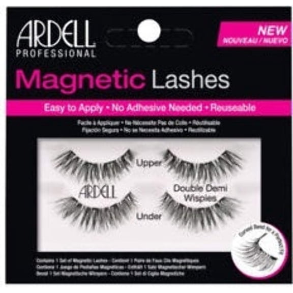Ardell Magnetic False Eyelashes, Double Demi Wispie Black Fake Lashes, 2 pairs