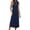 Navy, variant on Dresses for Women Solid Color Round Neck Sleeveless Maxi Dress with Pockets and Side Slits Fashion Outfit L