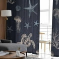 thumbnail image 4 of Navy Blue Coastal Semi Sheer Curtains 96 Inch Length 2 Panels Set,Nautical Summer Beach Sea Turtle Starfish Sheer Kitchen Curtain Privacy Voile Window Curtain for Living Room Rod Pocket Drapes, 4 of 7