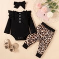 thumbnail image 1 of DPTALR Toddler Kids Girls Ruffle Cotton Clothes Leopard Flowers Print Outfit Bow Set, 1 of 9