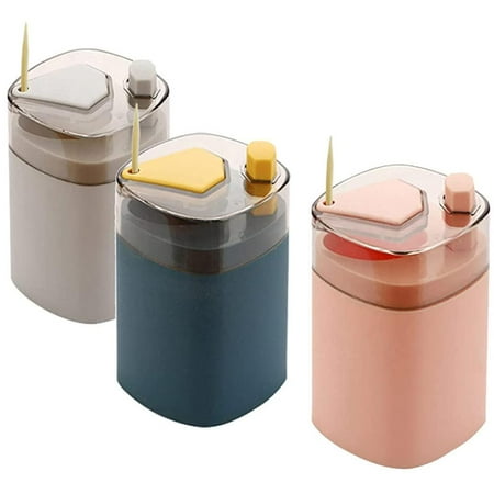 

3 Pcs Toothpick Holder Dispensers Pop-Up Automatic Tooth Pick Dispenser for Kitchen Restaurant Toothpicks Container Sturdy Safe Portable Toothpicks Storage Box