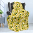thumbnail image 4 of Corn Soft Flannel Fleece Blanket, Vegetable Organic Food Realistic Illustration Yellow Corn Stalks Agriculture, Cozy Plush for Indoor and Outdoor Use, 70" x 90", Yellow Green White, by Ambesonne, 4 of 5