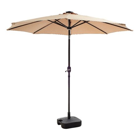 Patio Festival 8.8 ft. Fabric Patio Umbrella in Tan with Base