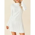 thumbnail image 6 of Liacowi Women's Bodycon Mini Dress Long Flare Sleeve Solid Color Pleated Dress, 6 of 9
