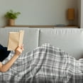thumbnail image 3 of Grey Soft Flannel Fleece Throw Blanket, Pattern with Modified Stripes Crossed Horizontal and Vertical Lines Forming Squares, Cozy Plush for Indoor and Outdoor Use, 60" x 80", Grey White, by Ambesonne, 3 of 5