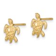 thumbnail image 2 of Primal Gold 14 Karat Yellow Gold Polished Diamond-cut Sea Turtle Post Earrings, 2 of 5
