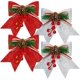 thumbnail image 1 of Pièces Nœuds Décoratifs de Noël Nœuds d'Arbre de Noël à Paillette Rouge Nœuds Topper d'Arbre de Noël Nœuds de Guirlande Couronne de Noël (Rouge, Argent, 7 x 6,7 Pouces) Ormromra ZYY-1930, 1 of 5