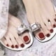 thumbnail image 5 of Uñas postizas cuadradas para los pies, uñas postizas cortas para la playa, para mujeres y niñas, con taladro decorativo 1084, 5 of 6