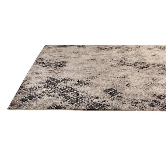 2' X 3' Ivory Gray And Taupe Abstract Stain Resistant Area Rug