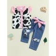 thumbnail image 3 of Elippeo Baby Girl 2Pcs Western Outfits Fly Sleeve Cow Print Shirt + Denim Pants Set Toddler Clothes 18 24 Months 3 4 5 6 Years, 3 of 9