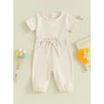 thumbnail image 2 of Infant Baby Summer Romper Casual Short Sleeve Round Neck Solid Color Jumpsuit, 2 of 8