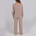 thumbnail image 4 of ManxiVoo Women's Ribbed Knit Two Piece Lounge Set Long Sleeve Comfortable Casual Sportswear Coordinated Loungewear Outfit XXL Size Brown, 4 of 5