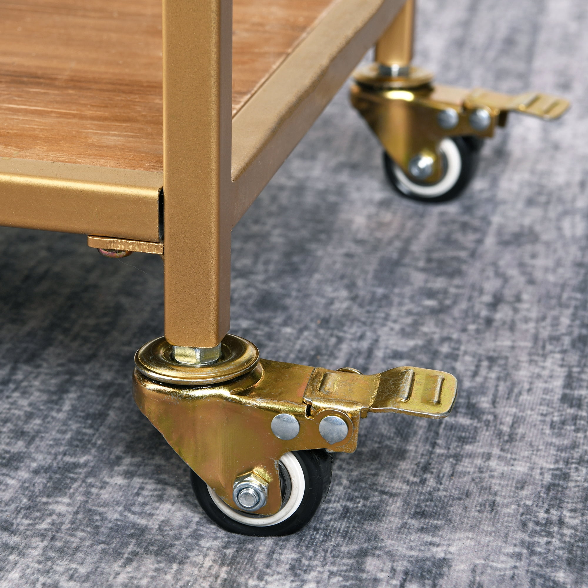 FirsTime & Co. Gold And Brown Concord Removable Tray Bar Cart, Farmhouse, Metal, 32.5 x 13 x 30 in