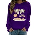 thumbnail image 3 of QATAINLAV T-Shirt Cancer Femmes Sensibilisation au Cancer du Sein Manches Longues Décontracté Imprimé Ruban Col Rond Chandail en Molleton Hoy Oferta Flash Violet m, 3 of 5