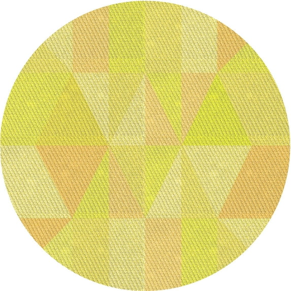 Ahgly Company Indoor Round Patterned Golden Brown Yellow Area Rugs, 5' Round