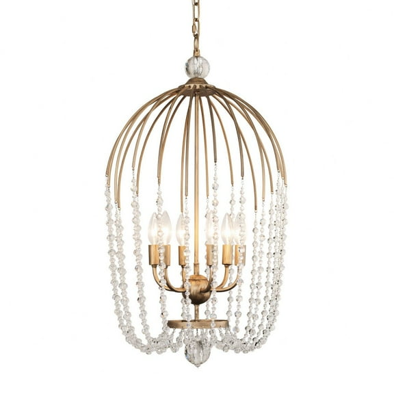 Varaluz 343F06 Voliere 6 Light 17" Wide Taper Candle Pendant - Gold