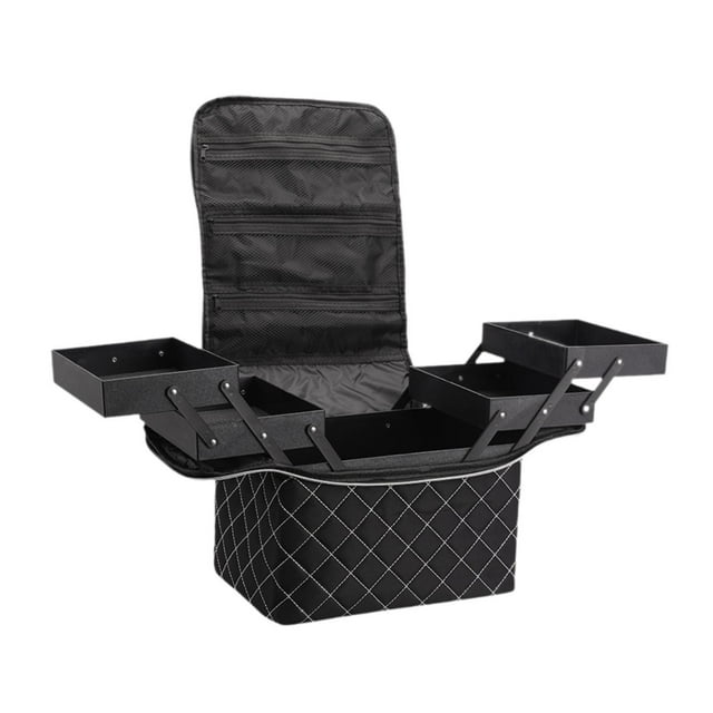 Bolsa de viaje para maquillaje, bolsa de cosméticos, bolsa de transporte, organizador de cosméticos multiusos de múltiples capas, bolsa de artículos Cremallera blanca