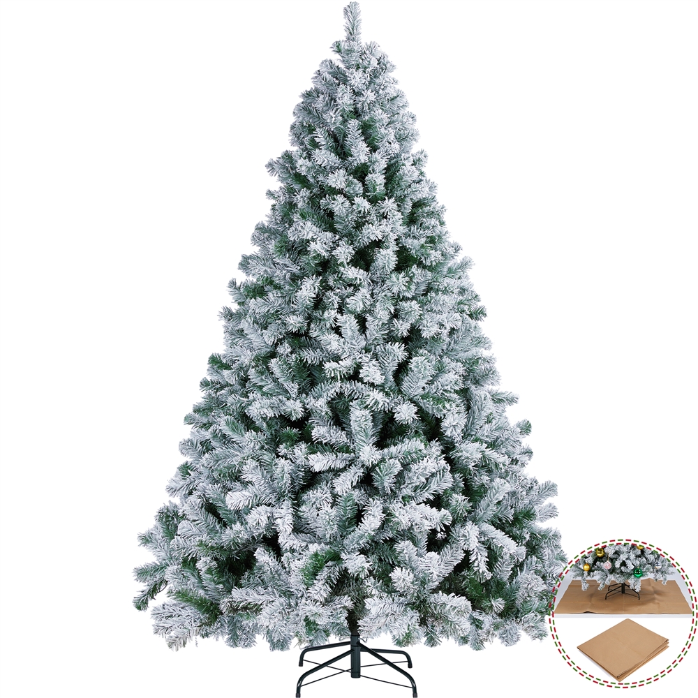 7.5’ Prelit Flocked Artificial Snow Frosted Christmas Tree with