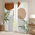thumbnail image 2 of Homewish Geometric Stripes Circle Black Out Curtains for Female Men Teens,Vintage Aesthetic Curtains Pack of 2 (42x63 Each),Botanical Plants Leaves Bedroom Curtains,Breathable Home Decor, 2 of 6