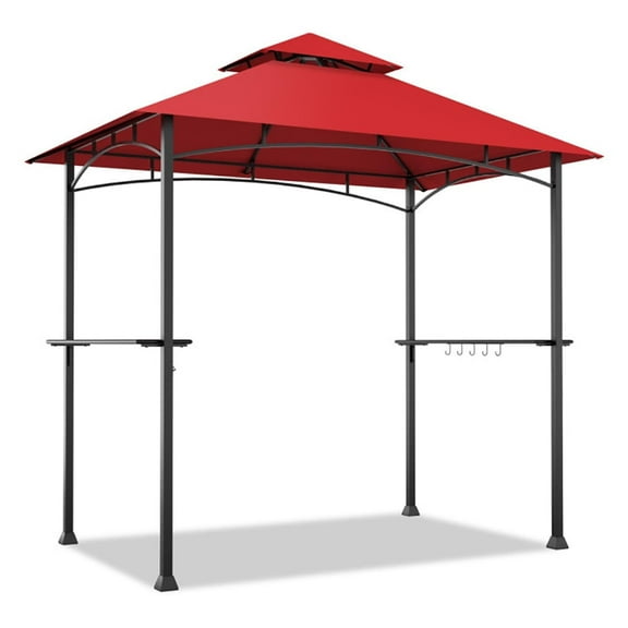 Aimee Lii 8 x 5 Feet Outdoor Barbecue Grill Patio Canopy Canopy Tent BBQ Shelter, Backyard Canopy Patio Canopy for Party Wedding, Red