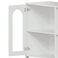 thumbnail image 2 of Armoire de Rangement d'Entrée Moderne - Buffet Blanc de 40 Pieds', Portes en Verre Trempé, Étagères Réglables à 2 Niveaux, Rangement Ouvert, Design Arqué, Poignée en Métal-Organisateur pour Salle à Manger-Fer Blanc+planche de Bois Blanche, 2 of 8