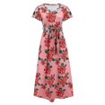 thumbnail image 3 of Vestido largo suelto de verano de manga corta con cuello en V para mujer, 3 of 5