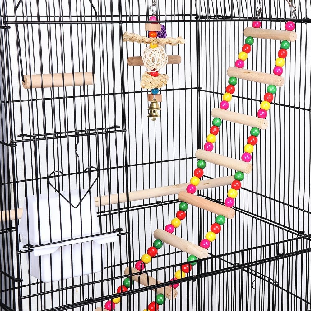 39-inch Roof Top Large Flight Parrot Bird Cage for Small Quaker Parrot Cockatiel Sun Parakeet Green Cheek Conure Budgie Finch Lovebird Canary Pet Bird Cage w/Toys