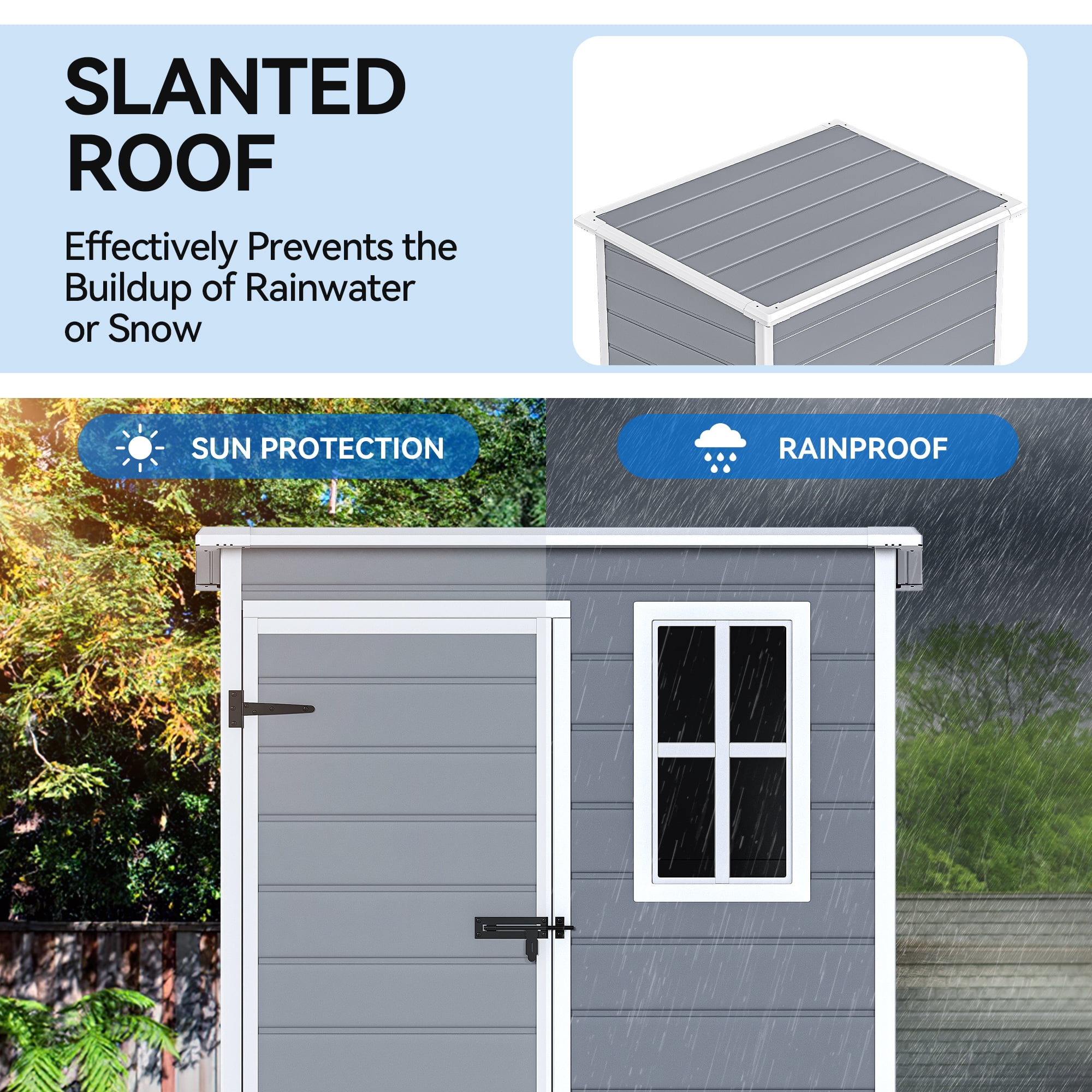 Dextrus Resin Outdoor Storage Shed, 5x3 FT with Floor All-Weather Resin Storage Shed with Lockable Door & Window, Waterproof