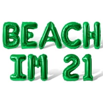 Letter Balloons - BEACH IM 21 16" Inch Alphabet Letters Foil Mylar Balloon 21st Birthday Party Banner (Green)