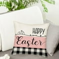 thumbnail image 4 of Happy Easter White Pink Pillow Covers 20x20 Inch Set of 2 Black White Buffalo Plaid Rabbit Bunny Family Easter Decorations Throw Pillow Covers Cushion Case Spring Farmhouse Outdoor Home Decor, 4 of 5