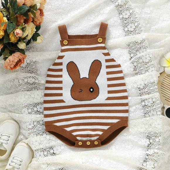 Toddler Boy Easter Outfit Bunny Baby Boy Easter Romper Sleeveless Overalls Suspender Trousers Sleeveless Newborn Infant Clothes 3-6 Months