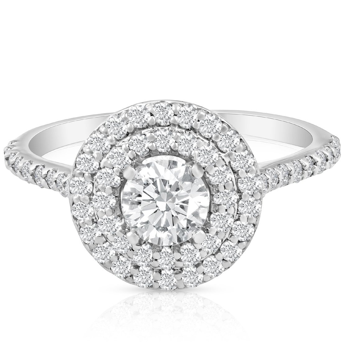 1 ct Double Halo Round Diamond Eco Friendly Lab Grown Engagement Ring
