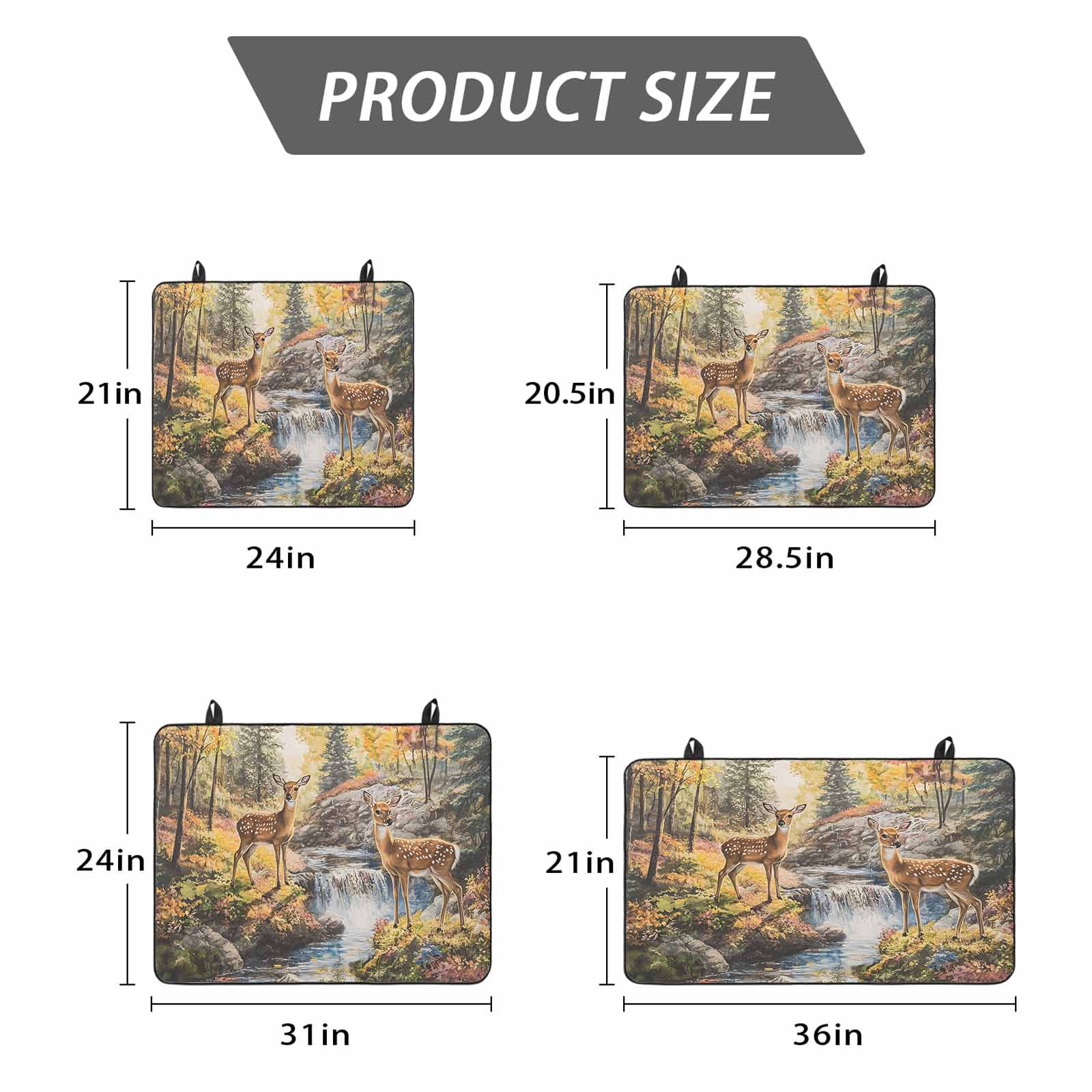 Autumn Forest Deer Stove Top Cover for Electric Stove, Heat-proof & Non Slip Glass Top Stove Cover Protector, Elk River Mountain Kitchen Flat Cooktop Rubber Mat 24x21 Inches