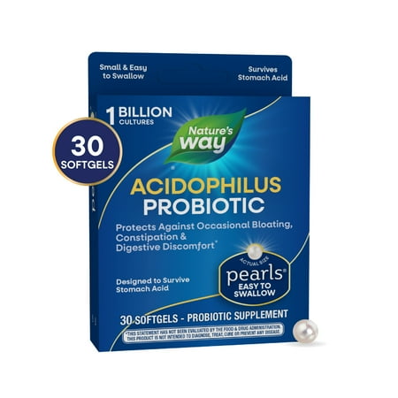 Probiotic Pearls Acidophilus Digestive Health Softgels*, 1 Billion Cultures, Unisex, 30 Count