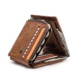thumbnail image 4 of Contact's Men's Trifold Wallet, Genuine Leather Vintage Wallet with Zipper Coin Pocket ,Valentine Gift, Brown, 4 of 11