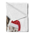 thumbnail image 2 of Christmas Soft Flannel Fleece Blanket, Xmas Crew Cat Dog Bird Mouse and Rabbit Bunny with Santa Hats Grumpy Pets Picture, Cozy Plush for Indoor and Outdoor Use, 60" x 80", Multicolor, by Ambesonne, 2 of 5