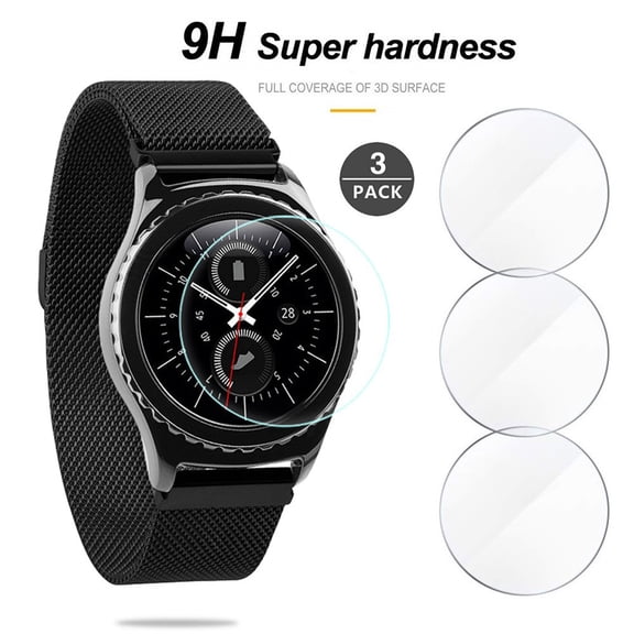 3-Pack Compatible Samsung Galaxy watch 46mm 42mm Gear Sport band S2 Classic/ Gear S3 Frontier Screen Protector Tempered Glass [2.5D 9H Hardness]
