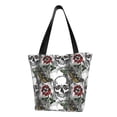 thumbnail image 1 of Fotbe Skulls Roses Bolsa de Playa con Estampado, Bolsa de Hombro, Bolsa de Mano Espaciosa, Bolsa de Viaje Ligera, Bolsa de Compras Versátil, 1 of 6
