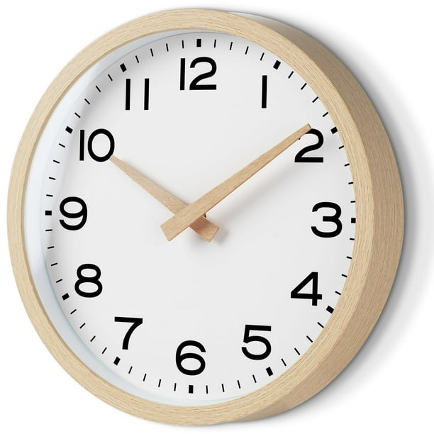 Reloj de pared AKCISOT de 35 cm, bohemio, con vetas de madera, funciona con pilas