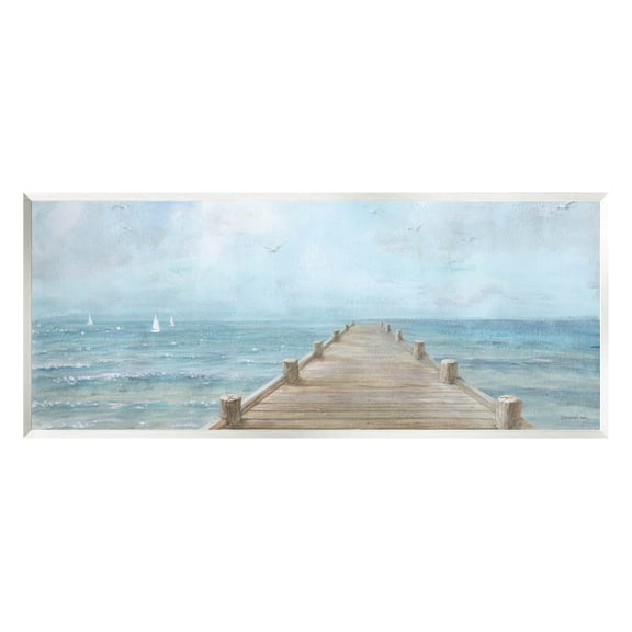 Stupell Industries Waterfront Pier Coastal Ocean View Painting Unframed Art Print Wall Art, Design by Danhui Nai