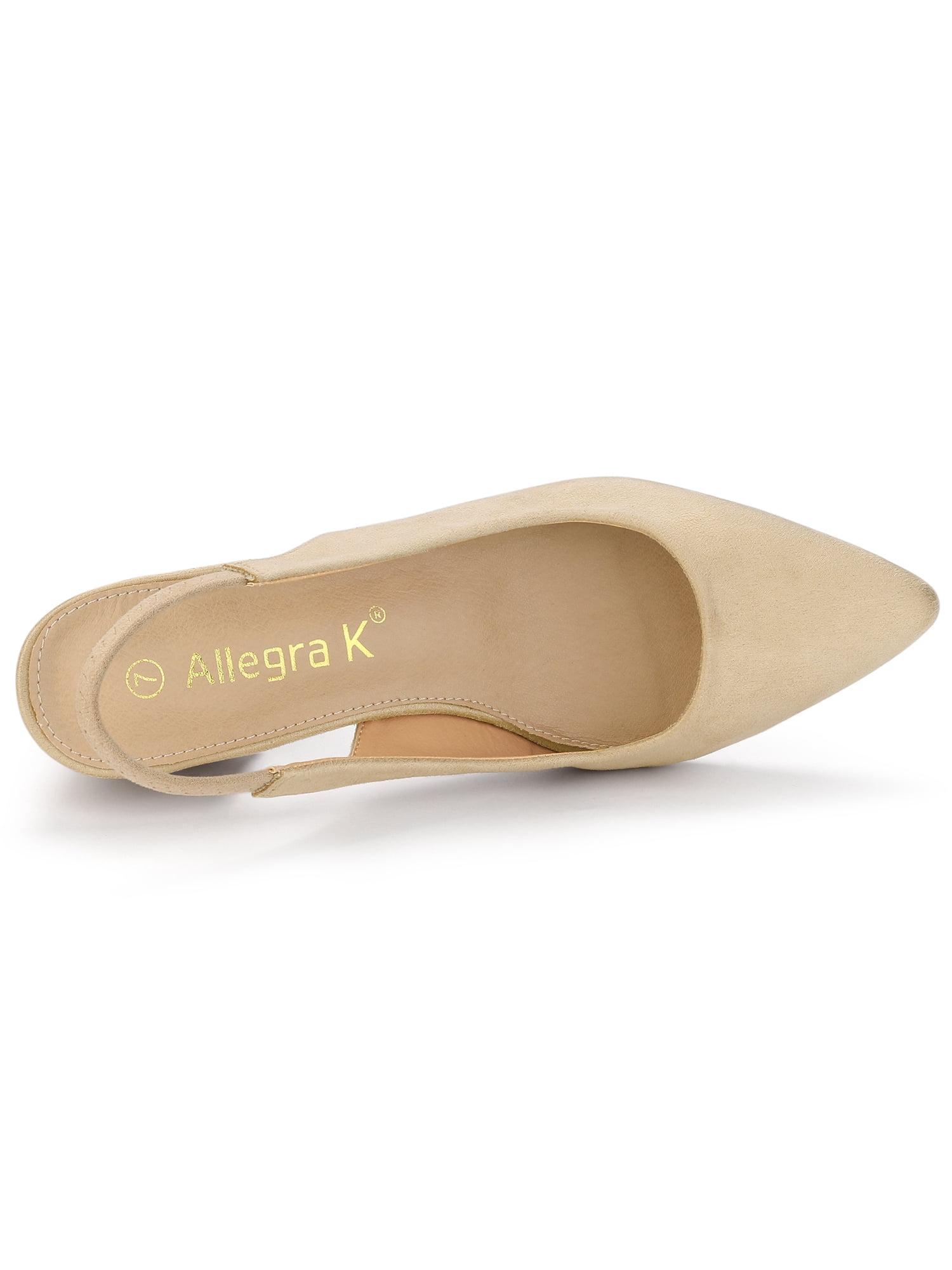 DARING DIVA Women's Pointed Toe Chunky Heel Pumps Slingback Heel Beige 7.5
