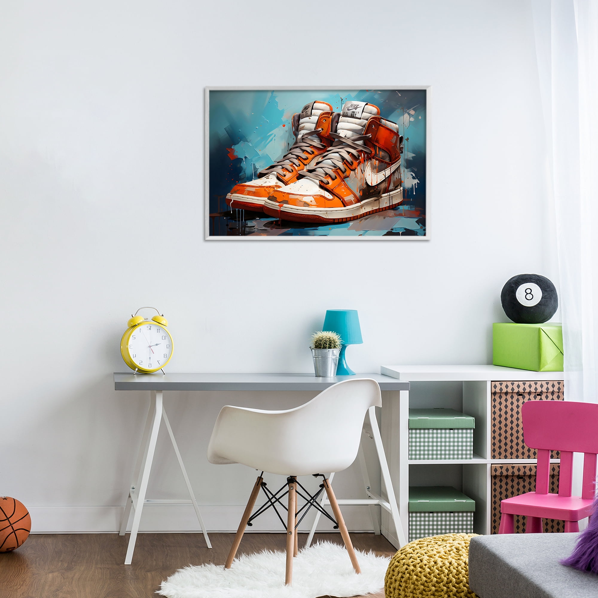 Stupell Industries Red & White Sneakers Splash White Framed Giclee Art, design by Creative Studio