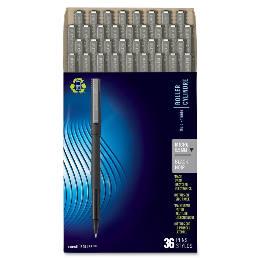uni-ball Roller Pens, Micro Point (0.5mm), Black, 36 Count