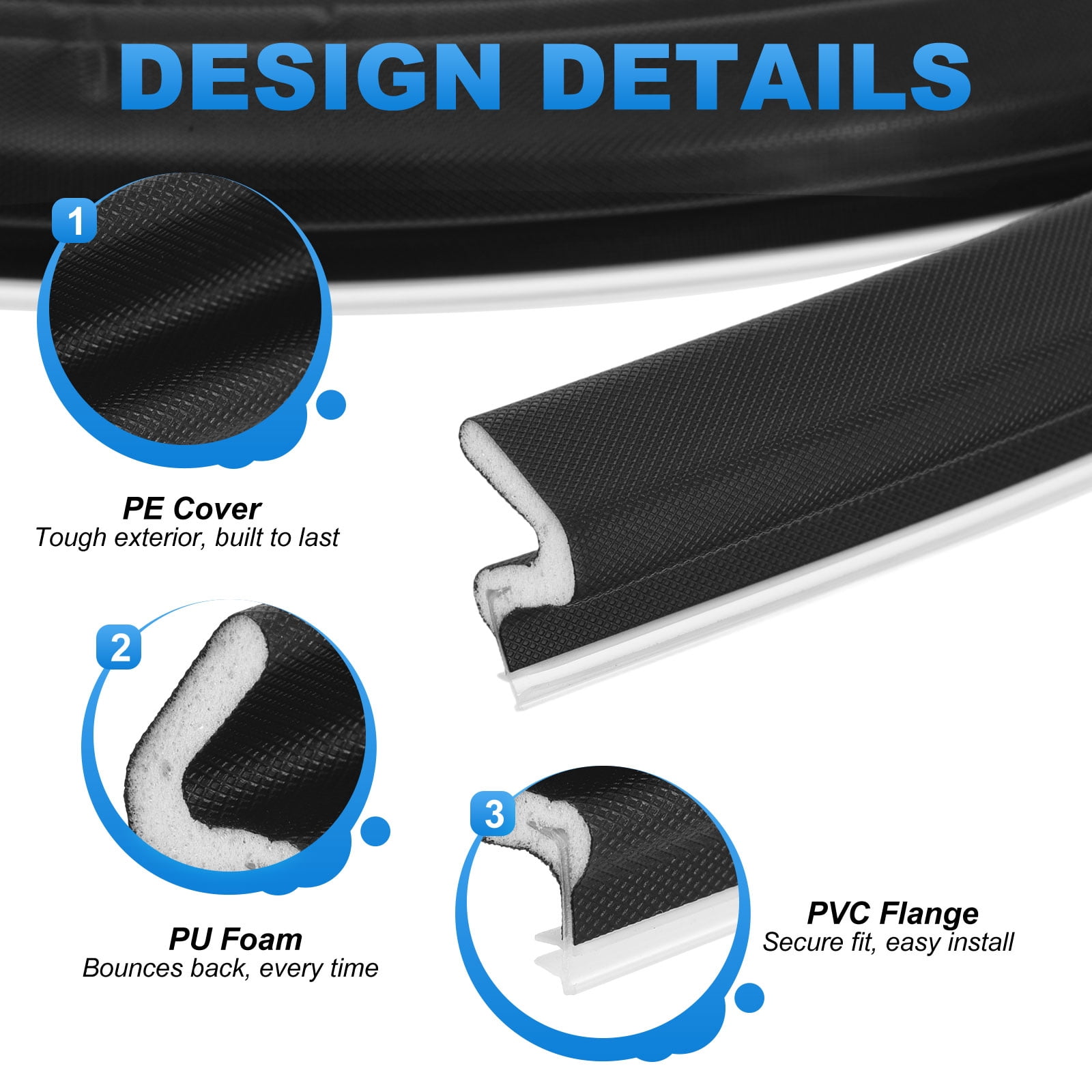 Uxcell Door Weather Stripping, 49.21 ft V-shaped Kerf Front Exterior Door Frame Weather Stripping with 4 Corner Seals for Soundproof Entry Interior Frame Window Gap Filler, Black/White