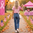thumbnail image 4 of JULMCOMO Breast Cancer Awareness Shirts for Women V Neck Breast Cancer Survivor Support Graphic Tees Short Sleeve Loose Casual T-Shirts Light pink S, 4 of 6
