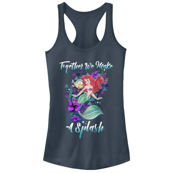 Junior's The Little Mermaid Make a Splash  Racerback Tank Top Indigo X Small
